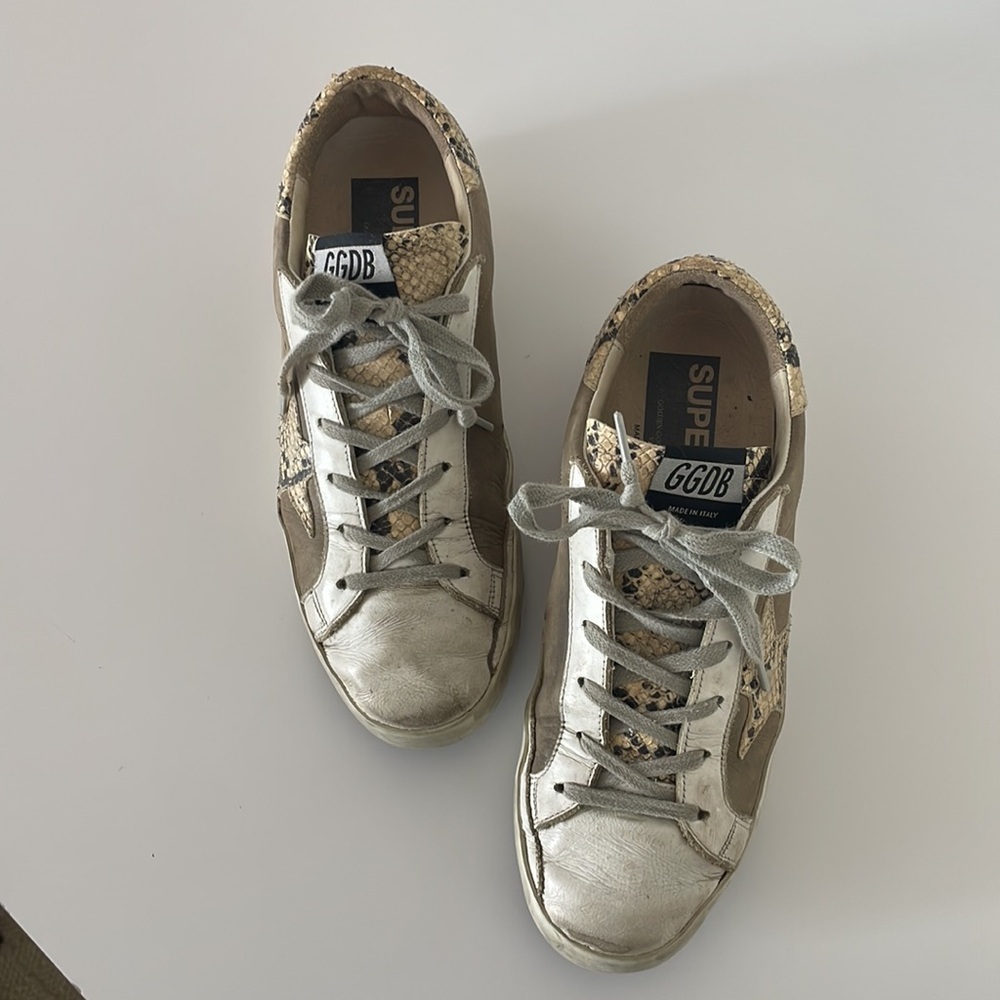 Golden Goose Snake-Print Sneakers (37.5)